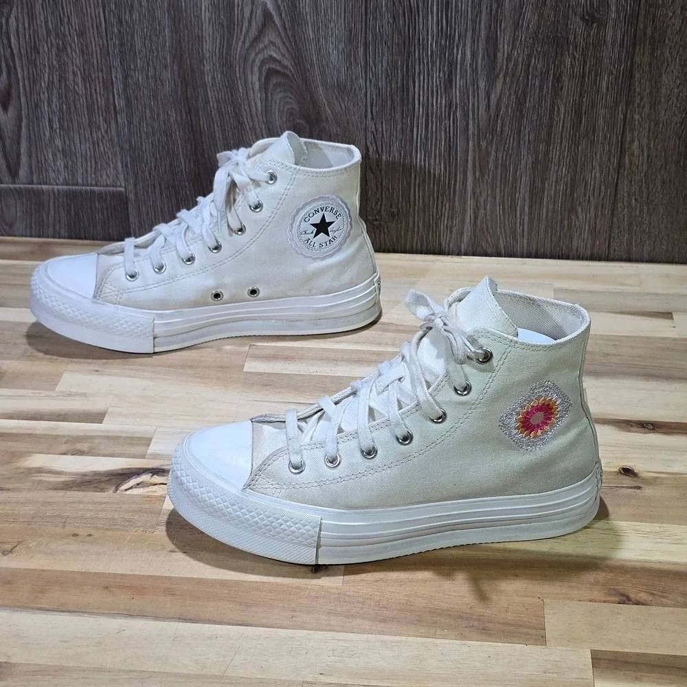 Converse Chuck Taylor All Star Lift Platform Crochet Kids 4.5 White A06084C‎